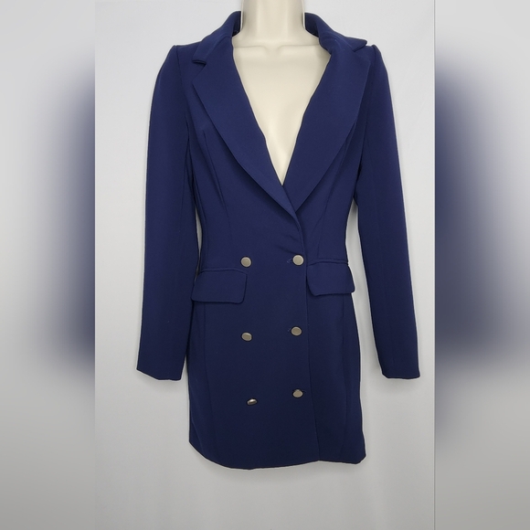 Elegant Navy Double-Breasted Women's Dress Blazer XXS (FAST SHIPPING) - Picture 10 of 10